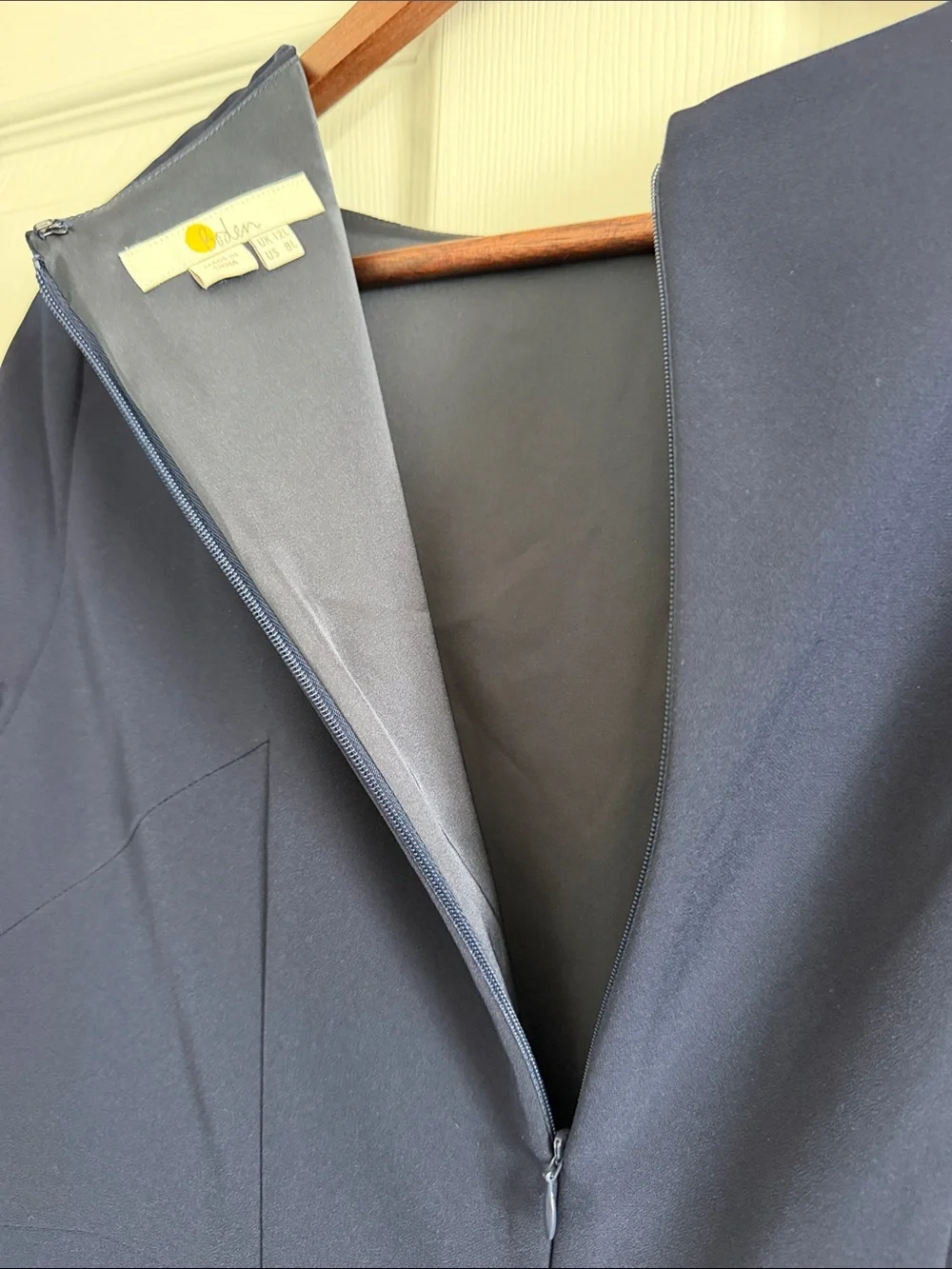 Boden Navy Blue Fit Flare Midi Dress 3/4 Sleeve Work Career Size 8L Long